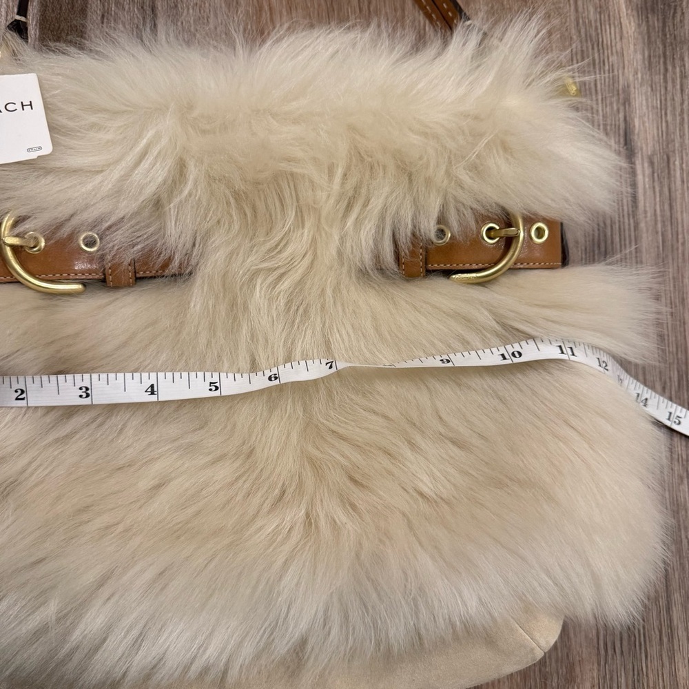 RARE COACH Lamb Shearling Suede Shoulder Bag 3575 Vintage Y2K Boho Grunge NWT - Picture 15 of 16